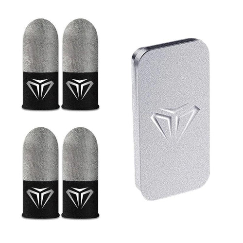 Zuky hub Elite Mobile Gaming Thumb Sleeves set with four sleeves and a silver storage case